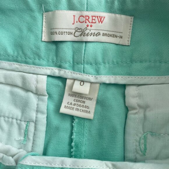 J.CREW CHINO SHORTS MINT GREEN SZ 0 SAILOR CHIC PREPPY NAUTICAL EMBROIDERY WHEEL - Picture 6 of 12